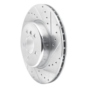 BMW 550I Brake Rotor (1) - Rear Right - R1 Concepts - Drilled & Slotted - Silver - `10-`19